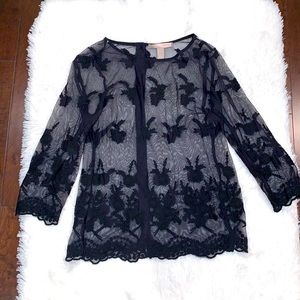 Lace see through blouse ~ Black